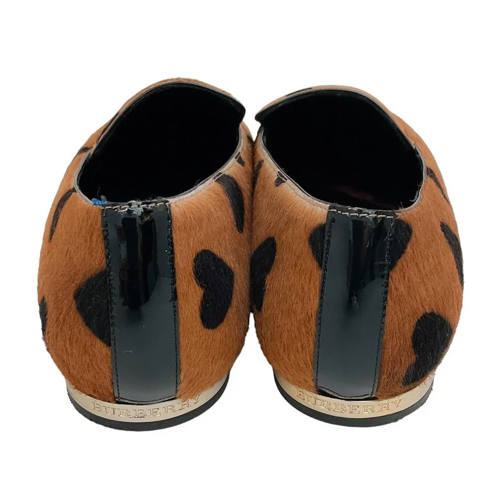 Burberry Prorsum Brown Pony Flats with Black Hearts - Picture 5 of 6